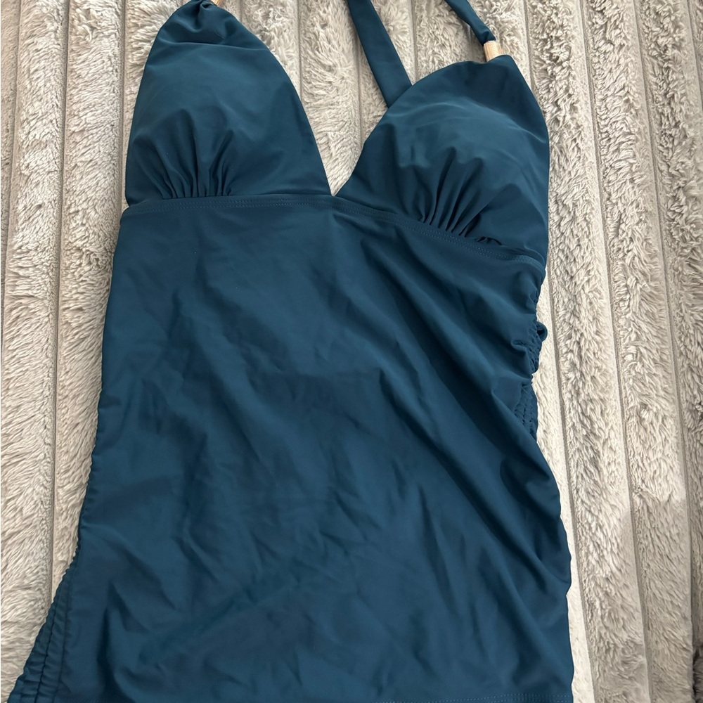 NWOT Teal Halter Tankini Top Sz XL